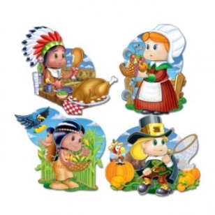 Thanksgiving Pilgrim & Indian Cutouts